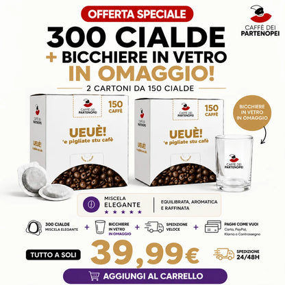 300 Cialde Miscela ELEGANTE + Bicchiere in Omaggio